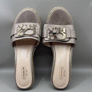 Coach Carlana Signature Gold Espadrille Wedge Platform Heel